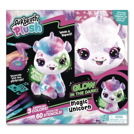 Style 4 Ever Airbrush Plush Glow-in-the-Dark Unicorn with Airbrush Tool, Ink Tubes and Stencils, Ages 6 and Up 228330-8