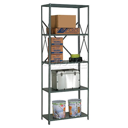 Global Industrial 5 Shelf, Open Steel Shelving, 36"W x 12"D x 97"H, Starter, 20 GA, Gray 234374A
