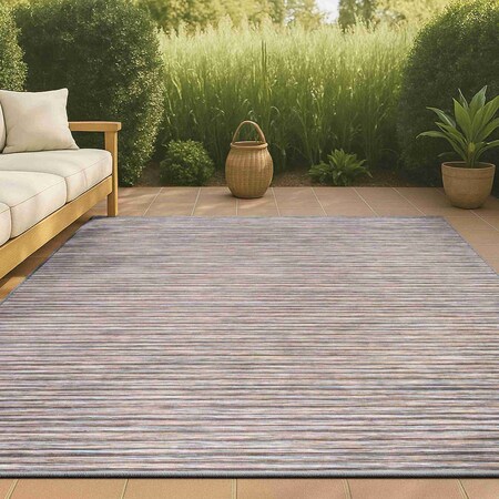 Jonathan Y Finn Modern Farmhouse Pinstripe Dark Gray/Blue 5 ft. x 8 ft. Indoor/Outdoor Area Rug TSN102A-5