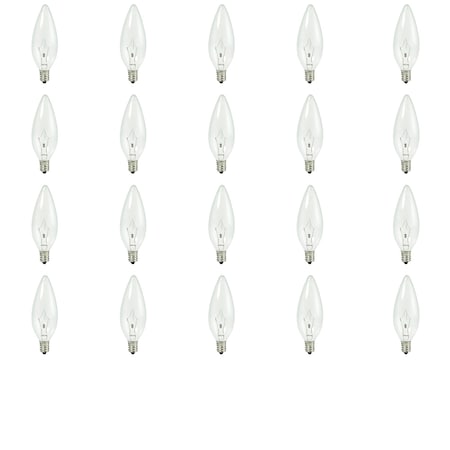 Bulbrite Krystal Touch 25w Dimmable Clr B10 Torpedo Krypton LBulbs Candelabra (E12) Bse, 2700K Warm Wht, 20PK 861144