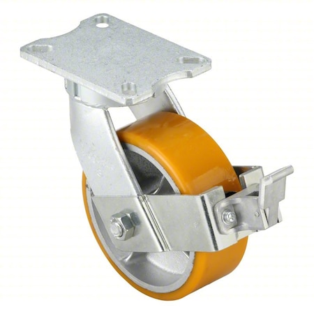Zoro Select PlateCaster, Swivel, Polyurethane, 10 1/2"H P27S-UY080R-18-WK-DL