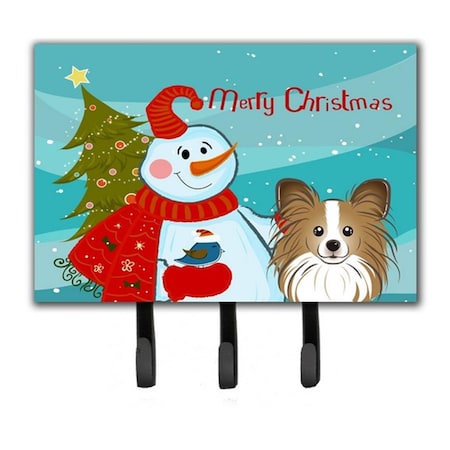 Carolines Treasures Snowman With Papillon Leash and Key Holder BB1868TH68