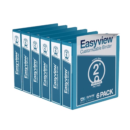 Davis Group Easyview Premium, Round Ring, Customizable, View Binder, (Turquois Blue, 2"), PK6 8413-52-06