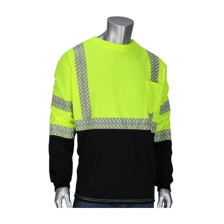 Pip ANSI Type R Class 3 Long Sleeve T-Shirt w/50+ UPF Sun Protection, Built-In Insect Repellent and Blac 313-1375B-LY/XL