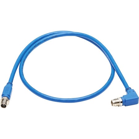 Eaton Tripp Lite Series M12 X-Code Cat6a 10G F/UTP CMR-LP Shielded Ethernet Cable Right-Angle M/M, NM12-6A3-02M-BL