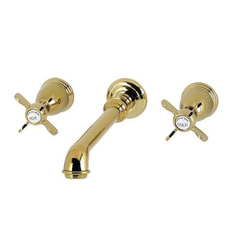 Kingston Brass Double-Handle Wall Mount Bathroom Faucet, Polished Brass KS7122BEX