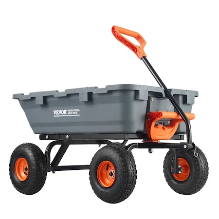 Vevor Poly Garden Dump Cart Heavy-duty Yard Carts and Wagons 800 lbs 10" Tires TC4270