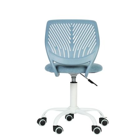 Homeroots Pale Blue and White Adjustable Height Swivel Rolling Office Chair 719206