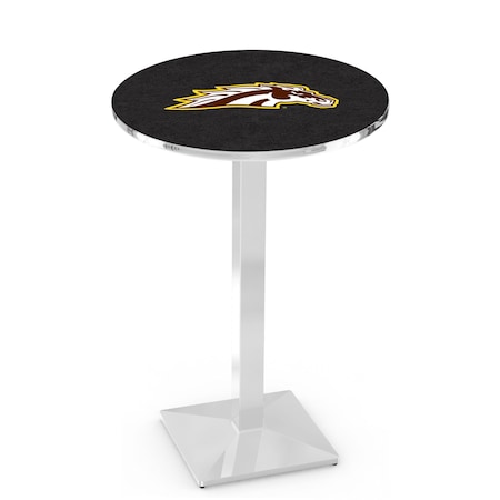 Holland Bar Stool Co 42" Chrome Western Michigan Pub Table, 36" dia. Top L217C4236WestMI