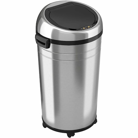 Hls Commercial 23 gal Round Indoor Metal Can, Silver, Touchless Sensor Lid, Stainless Steel, 17.5 in HLS23RC