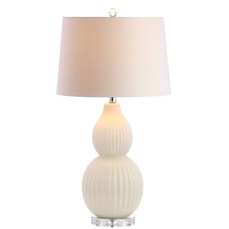 Jonathan Y Thatcher 28.25" Contemporary Transitional Ceramic LED Table Lamp, Cream JYL8019A