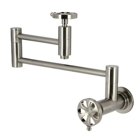 Kingston Brass Wall Mount Pot Filler Faucet, Brushed Nickel KS8108RX