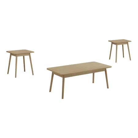 Monarch Specialties Table Set, 3pcs Set, Coffee, End, Side, Accent, Living Room, Natural Laminate, Mid Century, Modern I 7857P