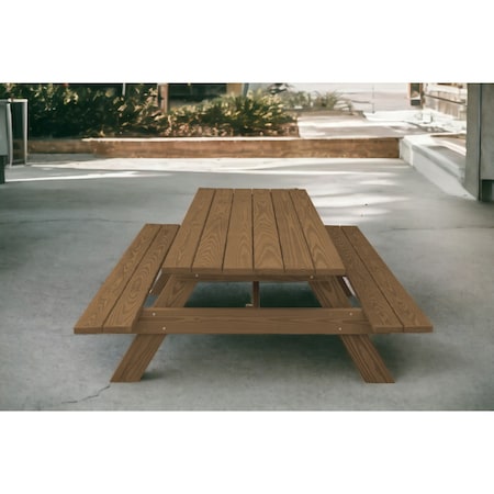 Homeroots 94" Brown Solid Wood Outdoor Picnic Table 524999