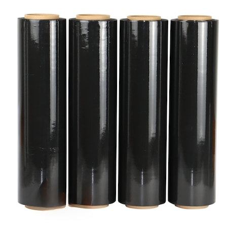 Wrightmaster 18 in. W x 1500 ft. L 80 Gauge Stretch Wrap Hand Black Shrink Wrap (4 Roll), 4PK ZROSF1580B-4