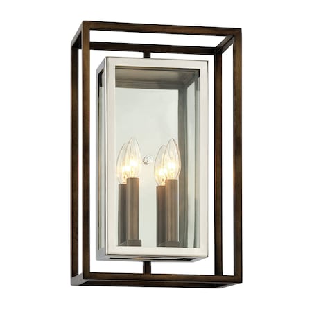 Troy Lighting Morgan 2 Light Wall Sconce 10.75 In. Bronze/Stainless Steel B6513-BRZ/SS