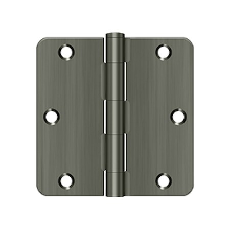 Deltana 3-1/2 x 3-1/2 x 1/4 Radius Hinge Non Removable Pin; Antique Nickel Finish S35R4N15A