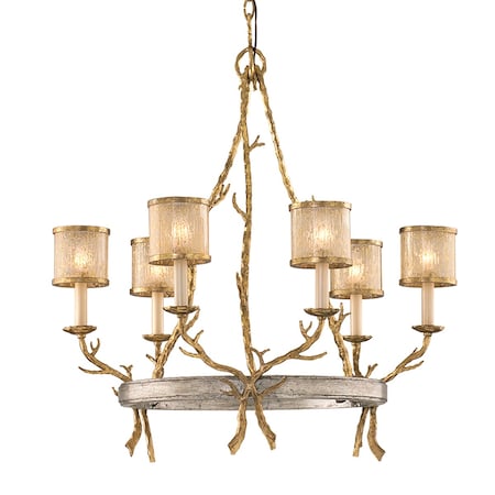 Corbett Lighting Parc Royale 6 Light Chandelier 29 In. Vintage Gold Leaf 66-06-VGL/SSL