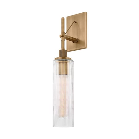 Troy Lighting Shenandoah 1 Light Exterior Wall Sconce, Patina Brass, 4.75 In x 22 In B8022-PBR