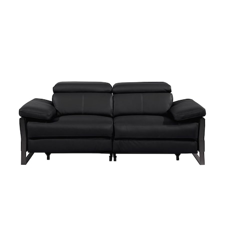 Homeroots 77in Black Italian Leather Power Reclining Loveseat 720497