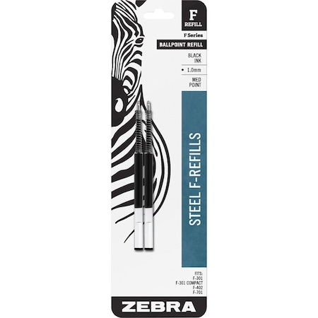 Zebra Pen Zebra Pen STEEL 7 Series F Refill Medium Point Ballpoint - Medium Point - Black Ink - 2-/ Pack 85412