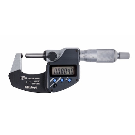 Mitutoyo Digimatic Spherical Face Micrometer, I/M 0-1 In, .00005 In, O, RS, C 395-371-32