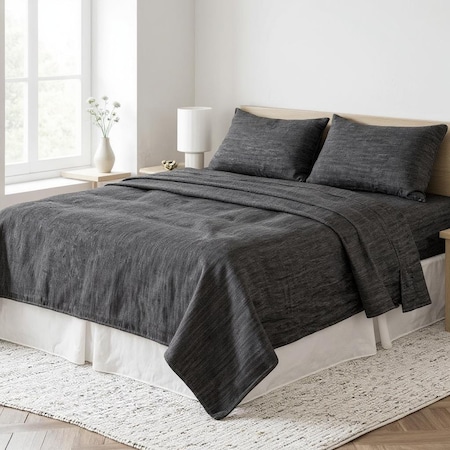 Homeroots Onyx Linen King Flat Sheet 520755