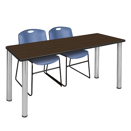 Regency Kee Training Table W/ 2 Zeng Chairs, 60 in W, 24 in L, Neo Walnut MT6024NWBPCM44BE