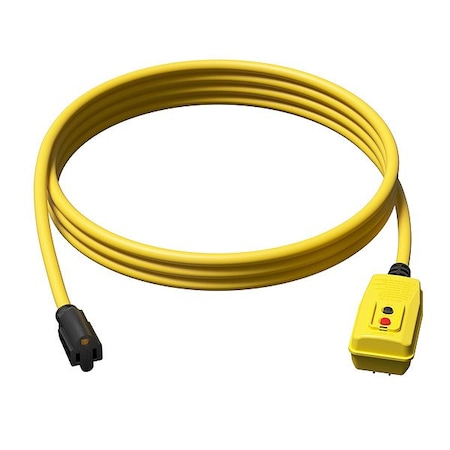 Zoro Select GFCI, Yellow, 25 ft, 1 Outlet, 12 AWG 875LF0