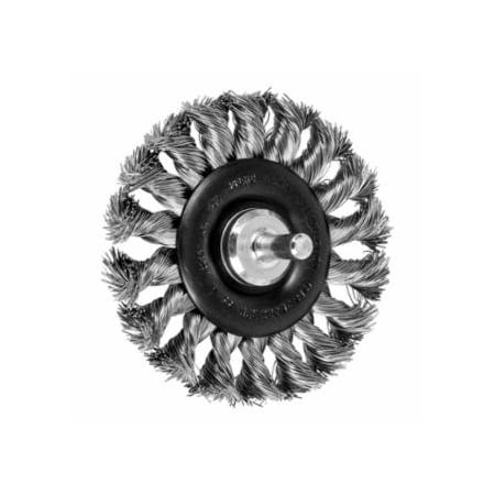 Pferd Stem Mounted Wheel Brushes, 3 in Dia., 1/4 in Stem, 0.014 in, Stainless Steel 419-82921