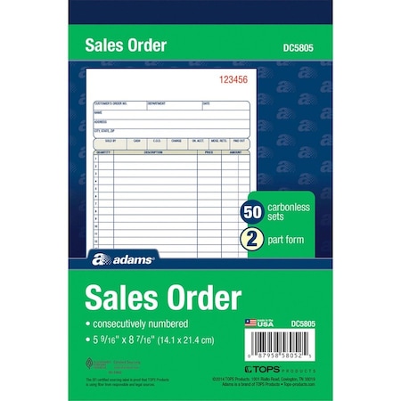 Adams Mfg Sales Book, 8 3/8" L, 5 1/2" W ABFDC5805