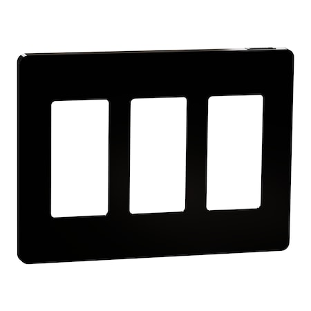 Square D Cover Frame, X Series, 3 Gangs, Screwles, Number of Gangs: 3 Plastic, Matte Finish, Black SQWP141003BK