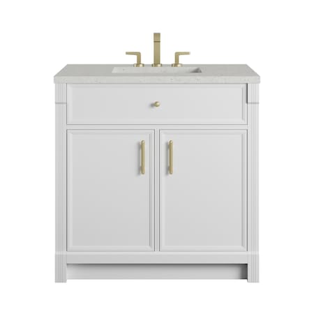 James Martin Vanities Bellshire 36" Single Vanity, Bright White w/ 3 CM Lime Delight Silestone Top 660-V36-BW-3LDL