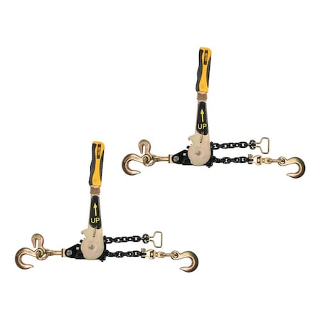 Mytee Products Easy Ratchet Chain Load Binder with 5/16in Grab & 3/8in Slip Hook #5400 WLL, 2PK CB-AEZ-C-SGHx2
