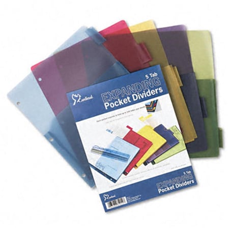 Cardinal Poly Expanding Pocket Index Dividers Five-Tab Letter Assorted Five per Set 84012