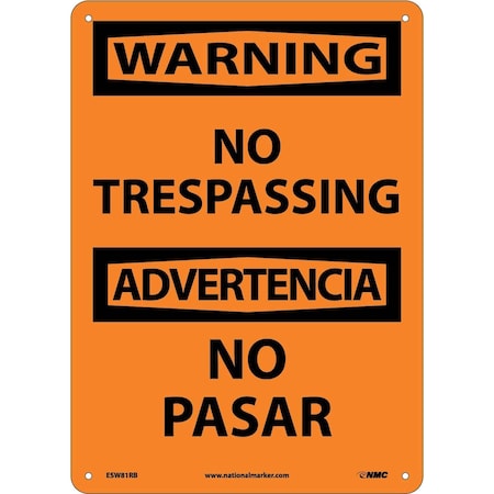 Nmc Warning No Trespassing Sign - Bilingual, ESW81RB ESW81RB