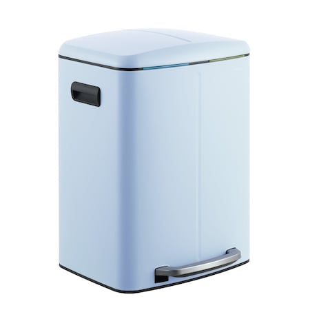 Happimess Marco Rectangular 10.6-Gallon Double Bucket Trash Can with Soft-Close Lid, Tide Pool Blue HPM1005H