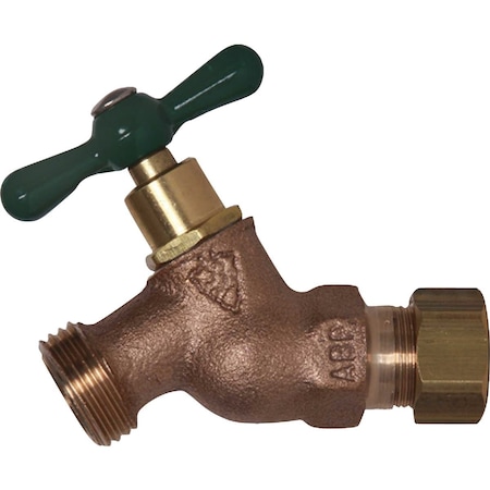 Arrowhead Brass 1/2'' Female Compression x 3/4'' Male Hose Thread No-Kink Hose Bibb 254CCLF