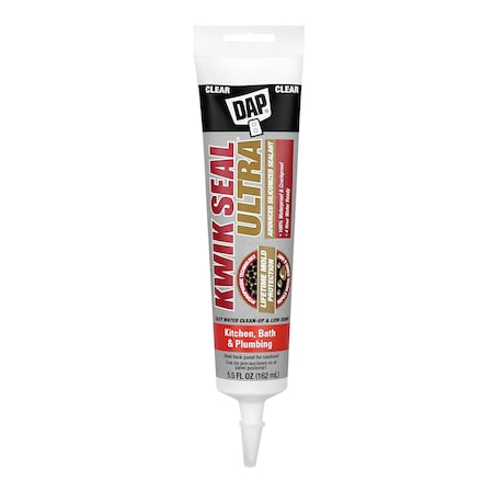 Dap Acrylic Latex Sealant, 6 oz, Tube, Clear, Acrylic Latex Base, Kwik Seal Ultra 18915