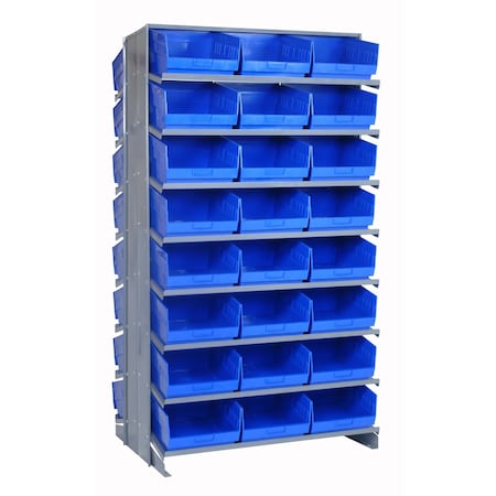 Quantum Storage Systems DOUBLE SIDED PICK RACK W/48 BLUE BINS QPRD-210BL