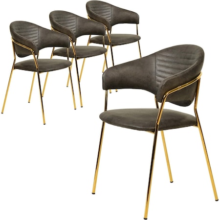 Leisuremod Bella Collection Modern Dining Chair in Charcoal, 4PK BC21CH4