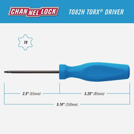 Channellock T8 x 2.5'' Professional Torx Screwdriver T082H