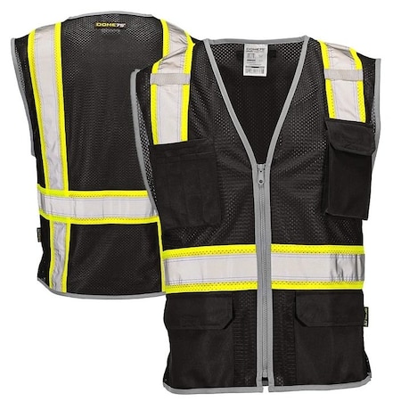 Dome75 Hi-Vis Safety Vest LG/XL Class Non-ANSI/Enhanced Visibility , Zipper 6 Pockets, 2 Mic Tab DV2183