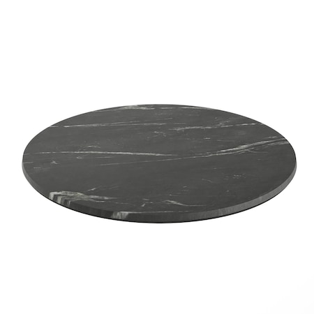 Flash Furniture Commercial 24" Round HPL Wrapped All-Weather Tabletop in Black Faux Marble ST-RD600C-1-M-3A-M-BLK-MAR-GG