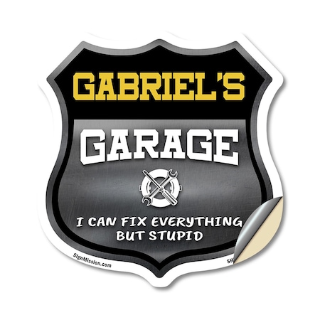 Signmission Gabriel's Garage I Can Fix Everything But Stupid, 12 Inch X 12 Inch, Vinyl Decal SHI-D-12-490-GABRIEL