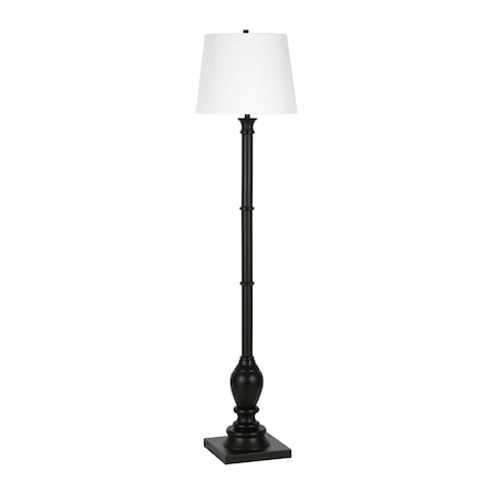 Homeroots 66" Black Traditional Shaped Floor Lamp With White Frosted Glass Empire Shade 523478