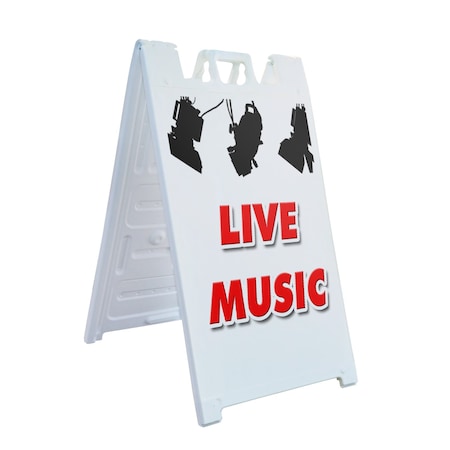 Signmission Live Music, A-Frame & 2 Sign Inserts, Heavy-Duty Plastic Frame SBHD-C-2436-Live Music