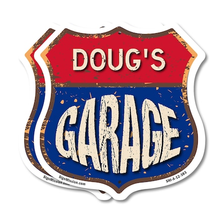 Signmission Doug's Garage, 12 inch X 12 inch, Aluminum Metal Sign, 2PK SHI-A-2PACK-12-383-DOUG