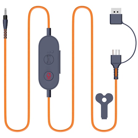 Delton Ascent Replacement USB/USBC Cable for Kids Learning Computer Headset Headphones, Orange S35