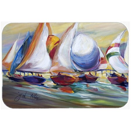 Carolines Treasures Sailboat Race In Dauphin Island Glass Cutting Board- Large JMK1040LCB